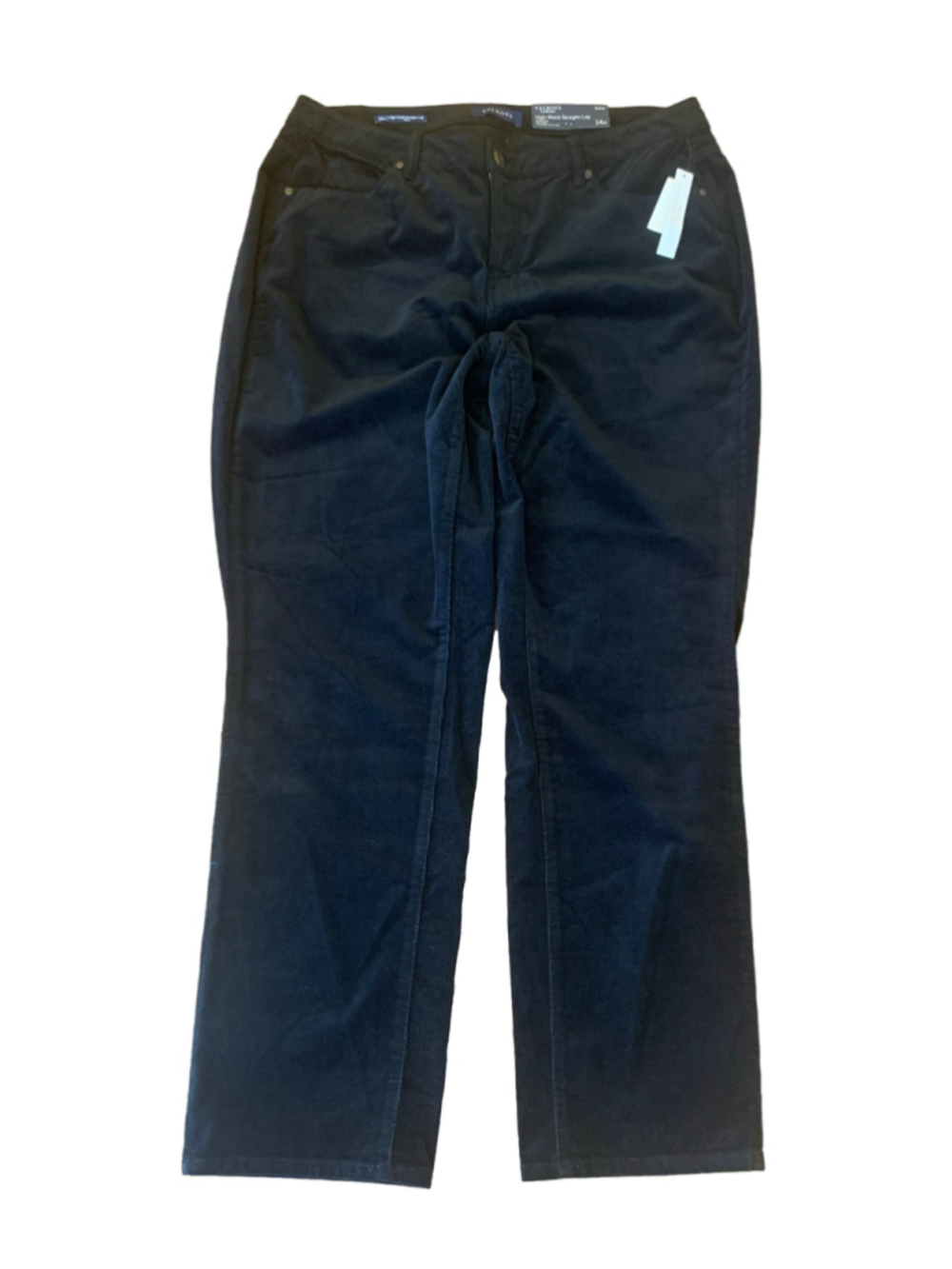 Talbots Black High-Waist Straight-Leg Corduroy Pants Size 14W